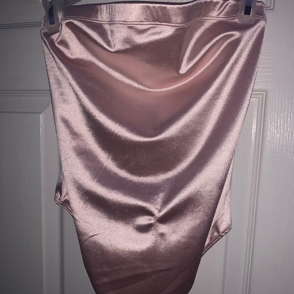 Pink satin body suit